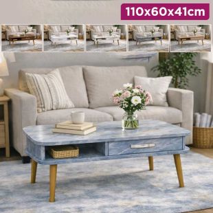 Wooden Side Table with Drawer and Shelf 110×60×41 cm