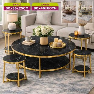 Set of 5 Round 2-Tier Side Tables