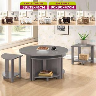 Set of 5 Nesting Malaysian Wooden Side Tables 