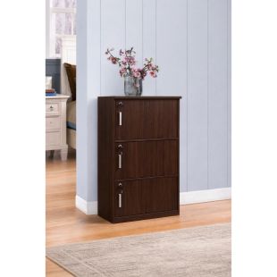 3-Door MDF Storage Cabinet with Lock 60×40×120 cm
