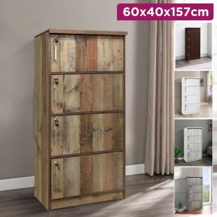 4-Door MDF Storage Cabinet with Lock 60×40×157 cm