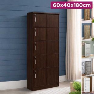 5-Door MDF Storage Locker with Lock 60×40×180 cm