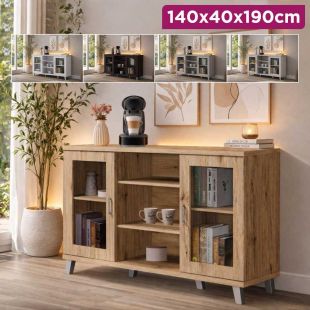 MDF TV Table with Shelves and Storage Doors 140×40×90 cm