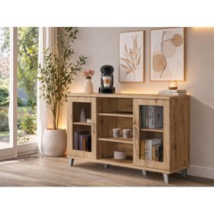 MDF TV Table with Shelves and Storage Doors 140×40×90 cm