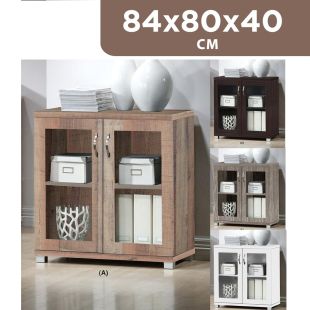 Roca Crockery Table with 2 Glass Doors 84 × 80 × 40 cm