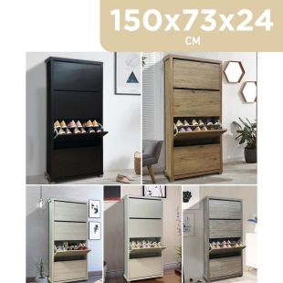 Shoe Cabinet 4-door, Wooden - 150X73X24 cm