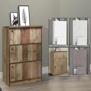 خزانة خشب 3 أبواب بقفل - 60x40x120 سم