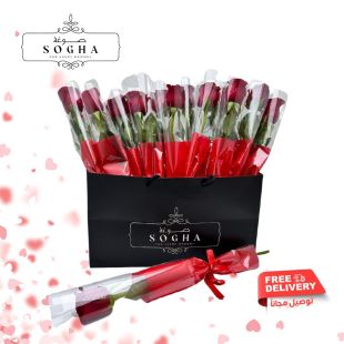 مجموعة ورود حمراء فاخرة ومميزة 20 وردة من Sogha