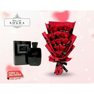 Sogha Elegant 15 Red Roses Bouquet And Hawas Kobra For Him 100ml