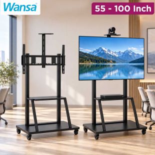 55-100 Inch TV Stand with Wheels and Shelves by Wansa