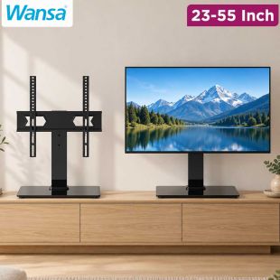 Glass Base TV Stand for 23–55 Inch TVs by Wansa