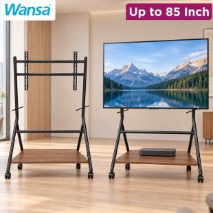 TV Trolley Stand with Wheels and Lower Shelf for TVs up to 85 Inches by Wansa