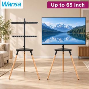 Tripod TV Stand with Bottom Shelf for TVs up to 65 Inches by Wansa