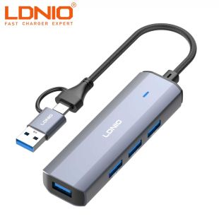 LDNIO USB-A and Type-C to 4 Ports USB 3.0 Hub