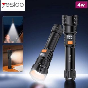 Rechargeable 4W LED Flashlight with Digital Display by Yesido