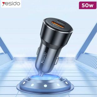 Yesido Dual Port Fast Car Charger 50W - Black