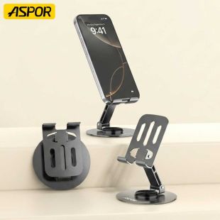 ASPOR A702 Carbon Steel Rotating Desktop Phone and Tablet Stand