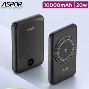 10000mAh 20W Magnetic Wireless Power Bank by Aspor