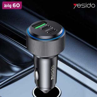 شاحن سيارة سريع 3 منافذ بقوة 60 واط من Yesido