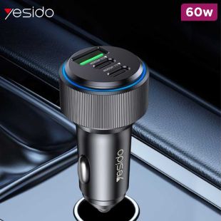 60W 3-Port Fast Car Charger by Yesido