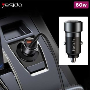 60W Fast Car Charger with USB-C Cable by Yesido