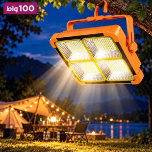 إضاءة LED خارجية بالطاقة الشمسية 100 واط مع 4 ألواح وتصنيف IP66