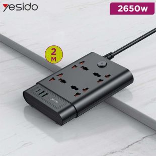 Yesido 2650W 4 Outlets Power Extension with 3 USB Ports 2m