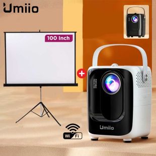 UMIIO 1080p Android Projector 5G WIFI with 100 Inch Tripod Screen