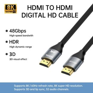 كيبل HDMI إلى HDMI بدقة 8K بطول 2 متر من Aspor