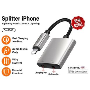 Mcdodo Splitter 2-in-1 Lightning to Lightning + 3.5mm Audio Adapter