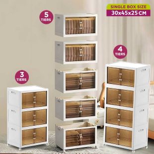 Multifunctional Double Door Foldable Storage Boxes (3, 4 or 5 Tiers)