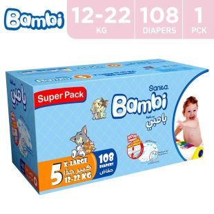 Sanita Bambi Baby Diapers Stage 5 XLarge 12-22 kg 108 Diapers