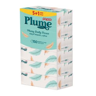 Papco Plume Facial Tissue 2 Ply 150 Sheets 5 + 1 Free