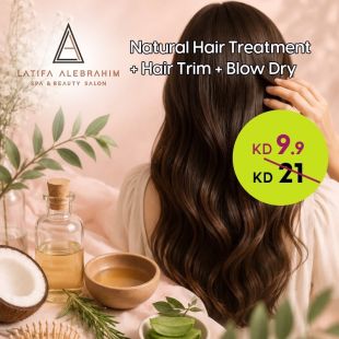 Natural Hair Treatment + Hair Trim + Blow-Dry at Alebrahim Salon