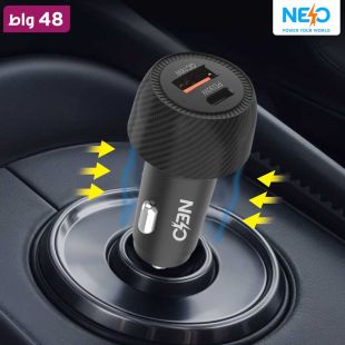 شاحن سيارة مع منفذ Type-C ومنفذ USB-A بقوة 48 واط من Neo