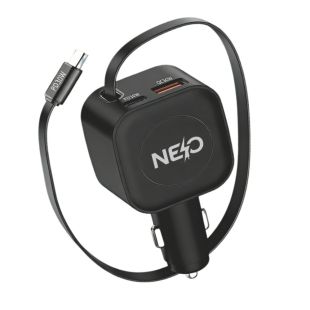 شاحن سيارة Auto Pulse قوة 96 واط مع كيبل قابل للسحب من NEO