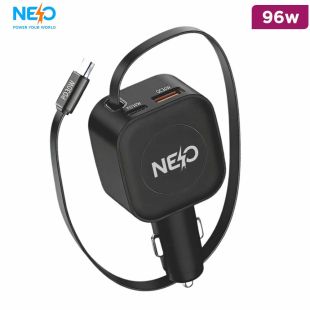 NEO Auto Pulse 96W Car Charger with Retractable Cable