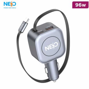 NEO 96W Auto Pulse Car Charger with Retractable Cable