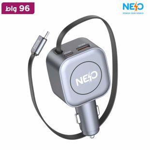 شاحن سيارة Auto Pulse قوة 96 واط مع كيبل قابل للسحب من NEO