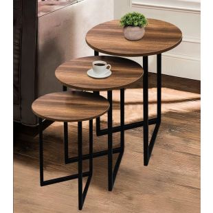 طقم طاولات قهوة جانبية دائرية متداخله 3 قطع