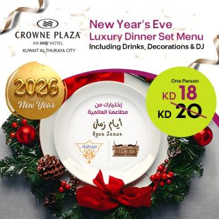 Enjoy New Year Dinner Buffets at Crowne Plaza Hotel & Holiday Inn Al Thuraya City