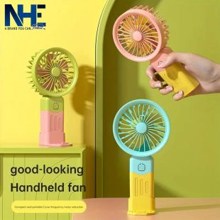 مروحة يدوية قابلة للشحن بقاعدة هاتف  - ألوان متنوعة