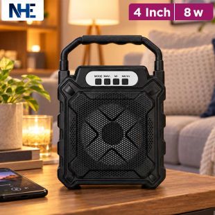 4 Inch 8W Wireless Speaker with Bluetooth and USB and AUX and FM Radio by NHE