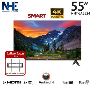 تلفزيون أندرويد 55 بوصة DLED ذكي 4K من NHE + قاعدة حائط مجانا