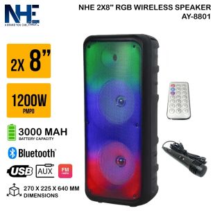مكبر صوت كاريوكي لاسلكي بتقنية البلوتوث مع ميكروفون بقوة 1200 واط من NHE
