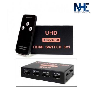 سويتش 3 مخارج HDMI ثلاثي الأبعاد دقة UHD مع ريموت من NHE