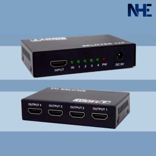 موزع 4 مخارج HDMI ثلاثي الأبعاد 1.4 دقة 1080 بكسل - أسود من NHE