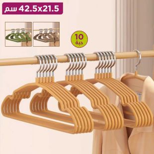 طقم علاقات ملابس مانعة للانزلاق مزودة بوسادات للكتفين 10 قطع 21.5 × 42.5 سم