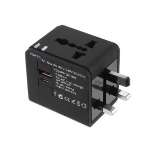 محول سفر عالمي متعدد المنافذ مع شاحن USB من HI-TEX
