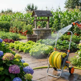 30m Garden Hose Reel with Multi-Function Spray Gun